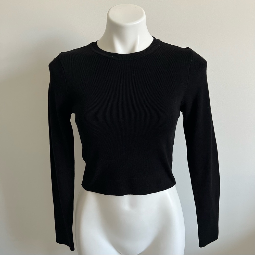 Zara NEW Black Cropped Sweater L NWOT
